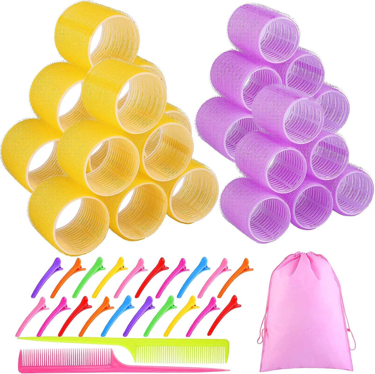 Jumbo Size Self Grip Hair Rollers Set