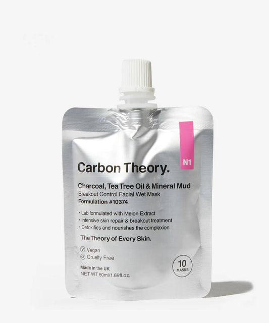 CARBON THEORY CHARCOAL AND TEA TREE OIL MINERAL BREAKOUT CONTROL FACIAL WET MASK 50ml