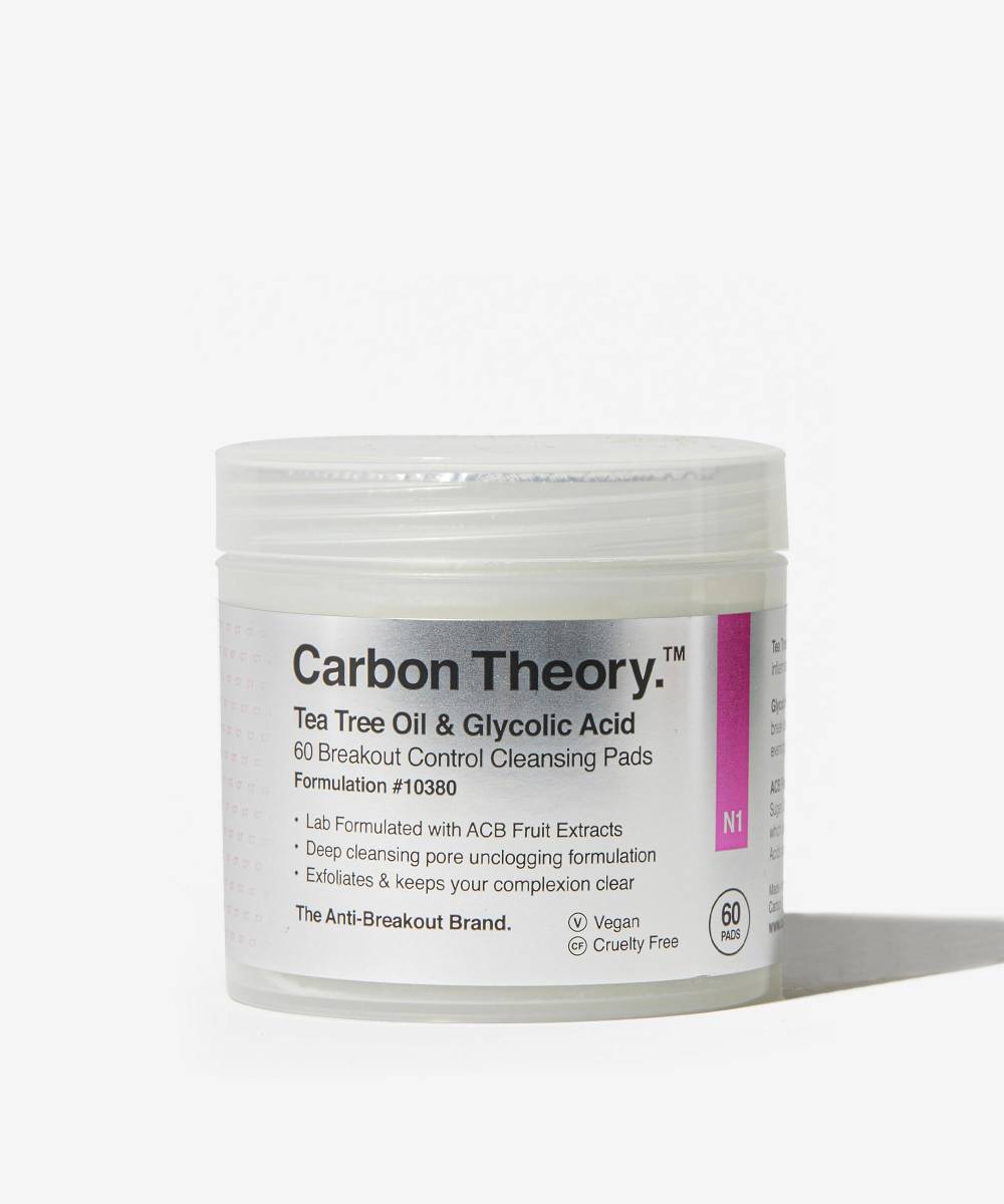 CARBON THEORY TEA TREE OIL & GLYCOLIC ACID BREAKOUT CONTROL CLEANSING PADS 60pads