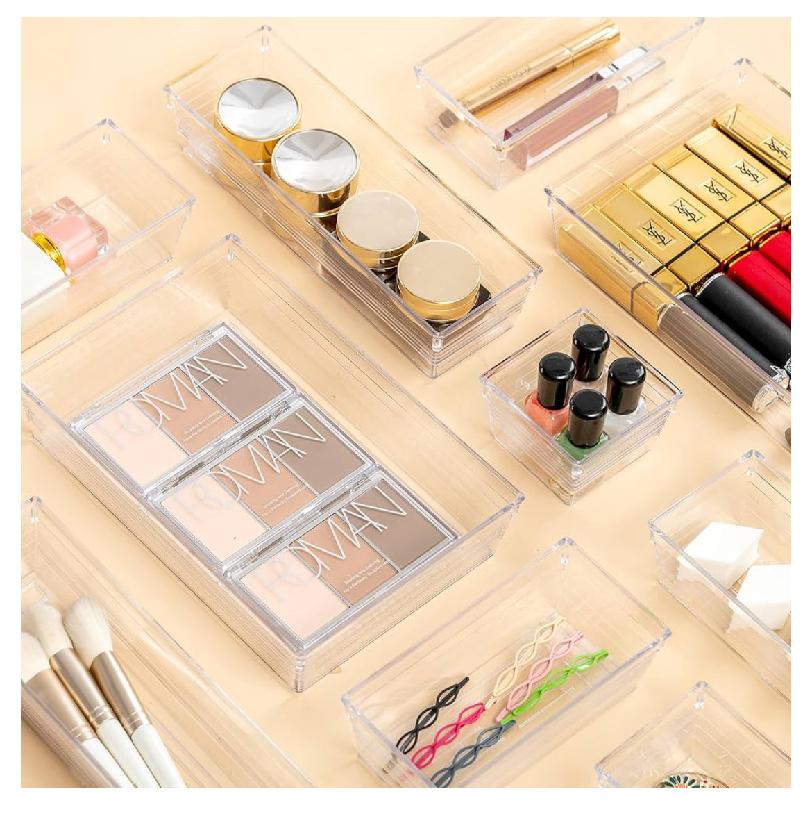 25 PCS Clear Plastic Drawer Organizer Tray