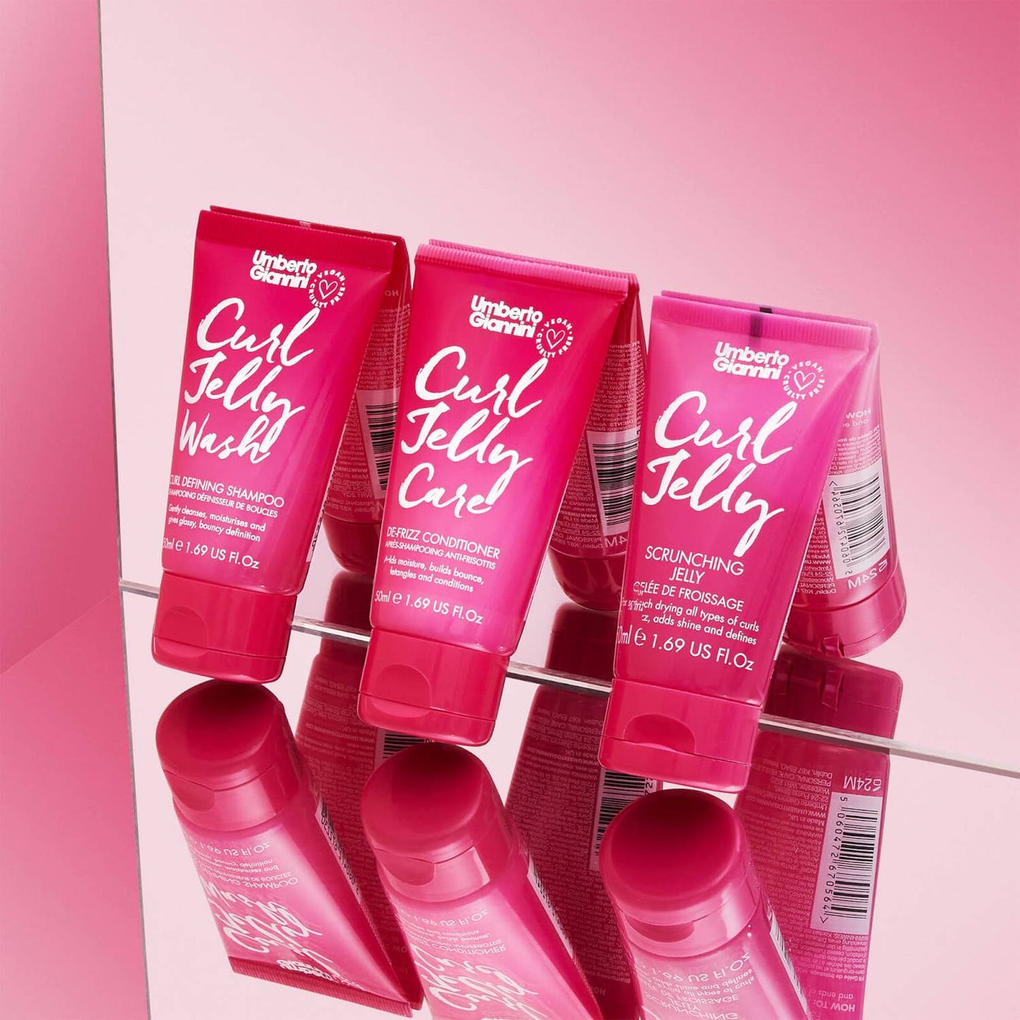 Umberto Giannini Curl Jelly Starter Kit - 3 x 50ml Curl Scrunching Jelly, Curl Jelly Wash Shampoo & Curl Jelly Care Conditioner