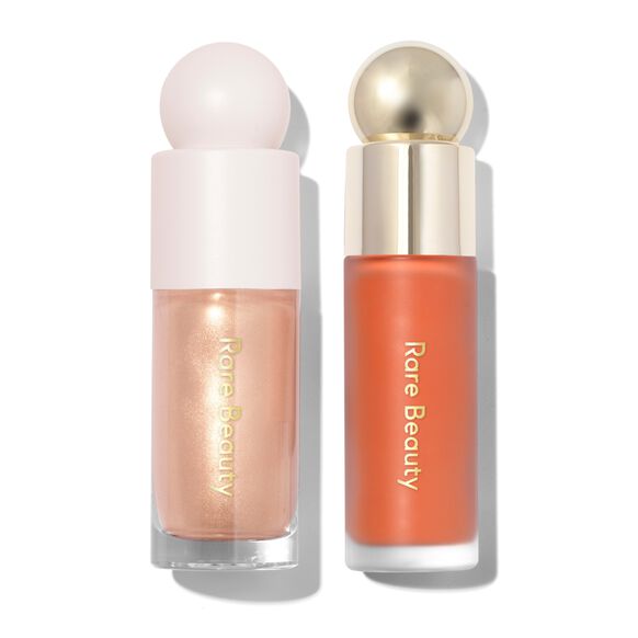 RARE BEAUTY DEWY GLOW DUO: POSITIVE LIGHT LIQUID LUMINIZER AND SOFT PINCH BLUSH