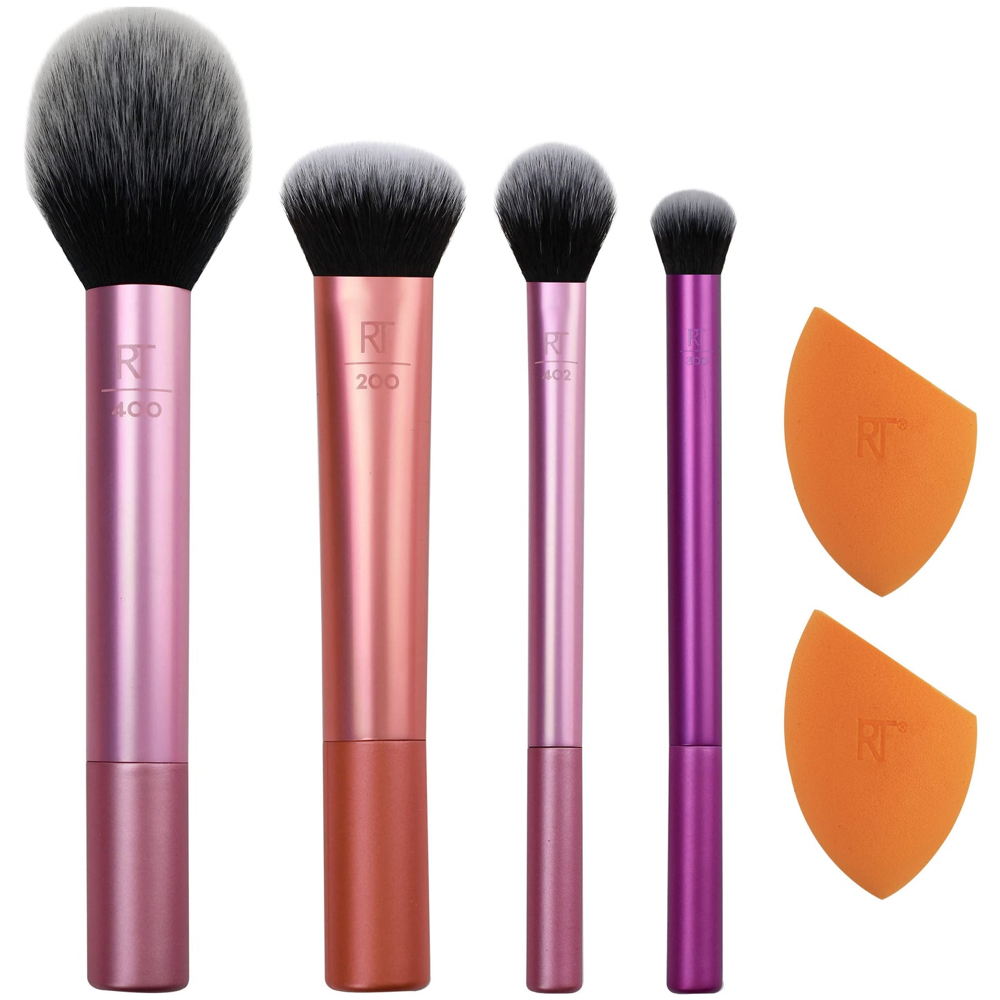 Real Techniques Everyday Essentials Makeup Brush Set with 2 sponges.